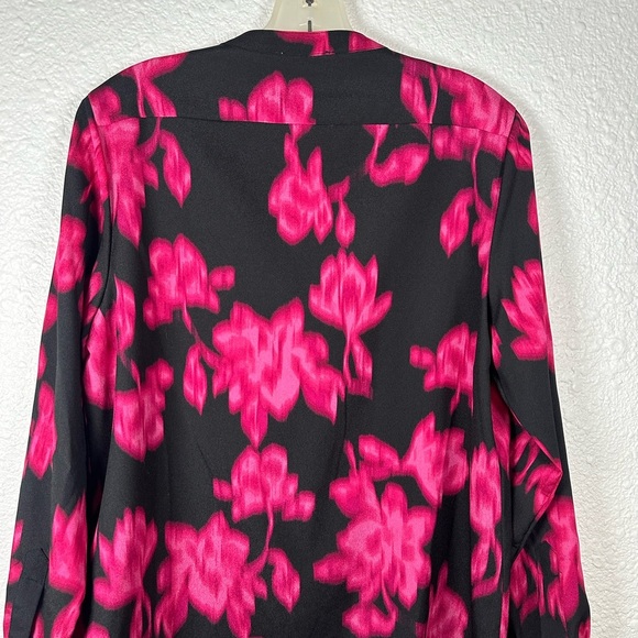 Calvin Klein Women’s Pink & Black Floral Button-Down Blouse, Size M - Picture 8 of 8